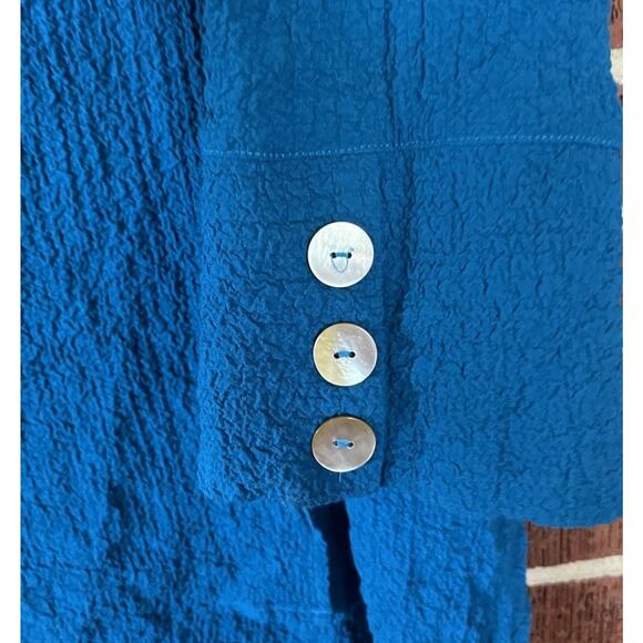 Ali Miles Teal Overlay Crinkly Blouse with Buttons 3/4 Sleeves Size 2X - Picture 4 of 6